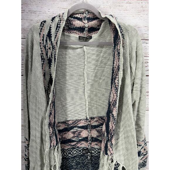 Double Zero Women's Knit Open Front Fringe Cardigan Size Medium - Picture 4 of 13